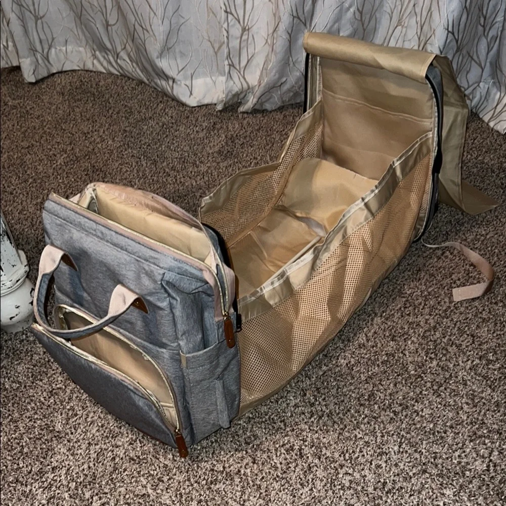 Diaper bag. Backpack. Gray Gender Neutral.